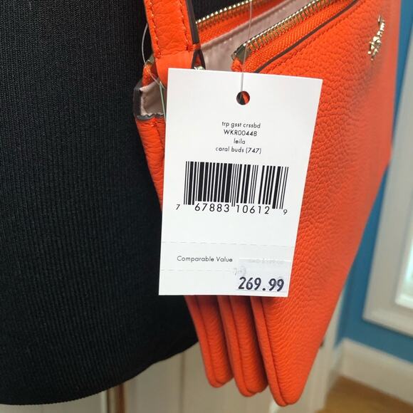 Kate Spade triple gusset crossbody coral buds new with tags - Picture 11 of 13